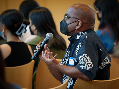 man with microphone