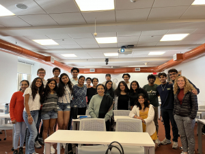 Professor Rekha Sethi with Hindi students