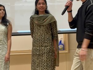 Hindi students performing a sketch in Hindi